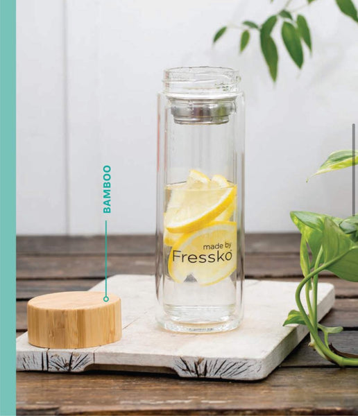 Rise, Made by Fressko, Reuseable Insulated Glass Bottle & Tea/Fruit Infuser - 300ml